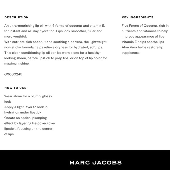 Marc Jacobs Recover Hydrating Coconut Lip Oil RARE - Picture 16 of 16